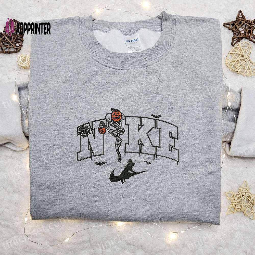 Skeleton and Witch x Nike Embroidered Hoodie – Best Halloween Gift Nike Inspired Shirt Skeleton and Witch x Nike Embroidered Hoodie – Best Halloween Gift Nike Inspired Shirt