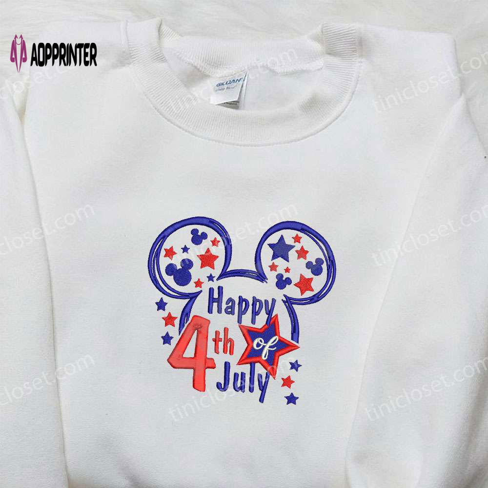 Star Mickey Mouse Happy 4th July Embroidered Shirt Disney Patriotic Shirts Star Mickey Mouse Happy 4th July Embroidered Shirt Disney Patriotic Shirts