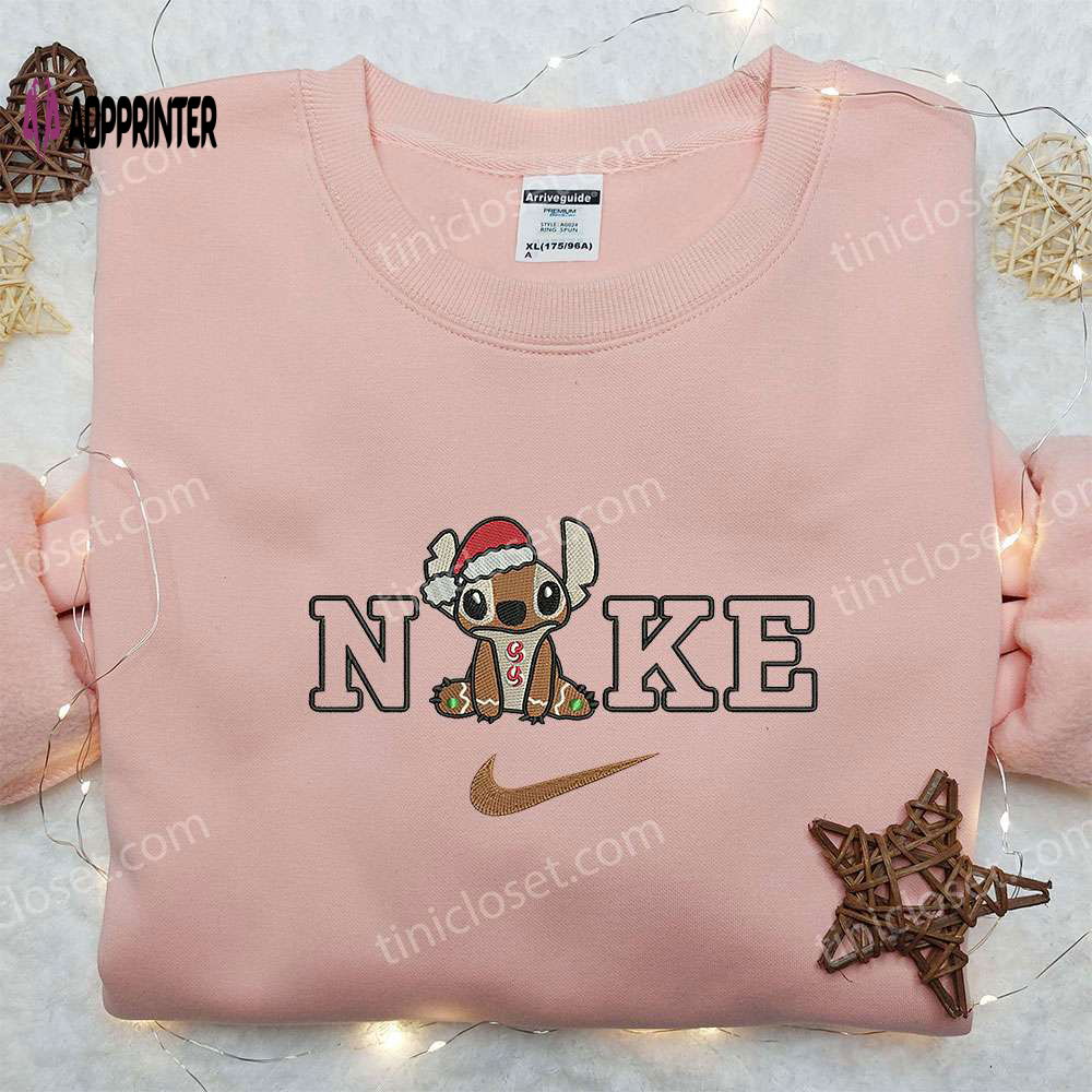 Stitch Gingerbread x Nike Embroidered Sweatshirt: Best Christmas Gift Nike Inspired Shirt Stitch Gingerbread x Nike Embroidered Sweatshirt: Best Christmas Gift Nike Inspired Shirt