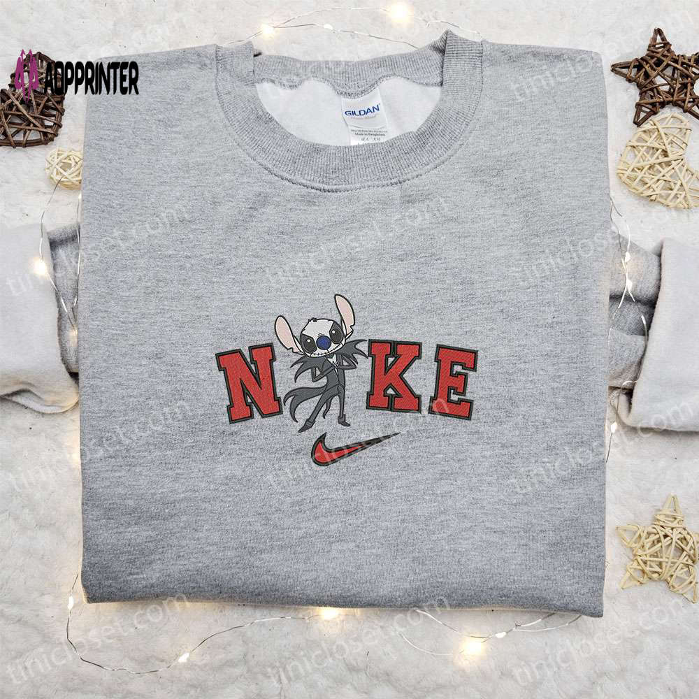 Stitch Jack Skellington x Nike Embroidered T-shirt Hoodie & Sweatshirt: Spooktacular Nike Inspired Halloween Collection Stitch Jack Skellington x Nike Embroidered T-shirt Hoodie & Sweatshirt: Spooktacular Nike Inspired Halloween Collection