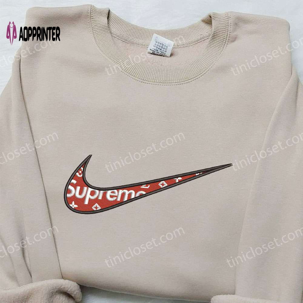 Supreme x Louis Vuitton x Nike Swoosh Sweatshirt: Stylish Embroidered Shirt Ideal Family Gift Supreme x Louis Vuitton x Nike Swoosh Sweatshirt: Stylish Embroidered Shirt Ideal Family Gift