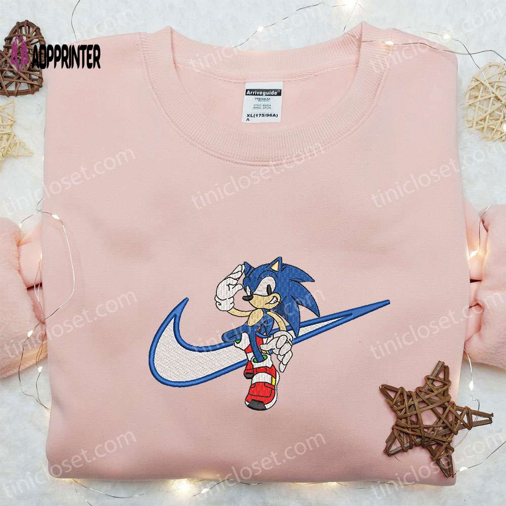 Swoosh x Sonic Movie Embroidered Sweatshirt Hoodie & T-shirt: Custom Nike Gear Swoosh x Sonic Movie Embroidered Sweatshirt Hoodie & T-shirt: Custom Nike Gear