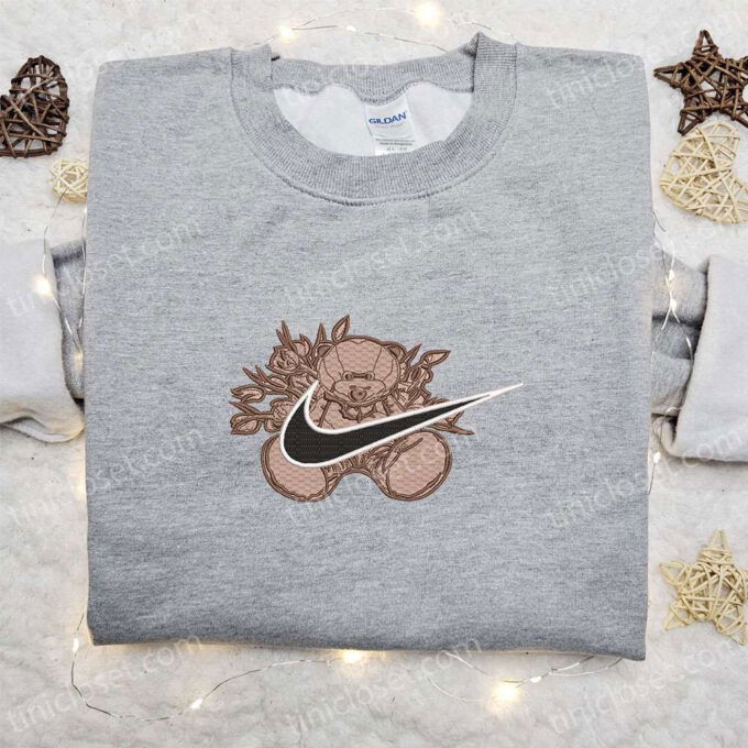Nike Inspired Teddy Bear x Swoosh Embroidered Shirt – Custom Nike T-shirt