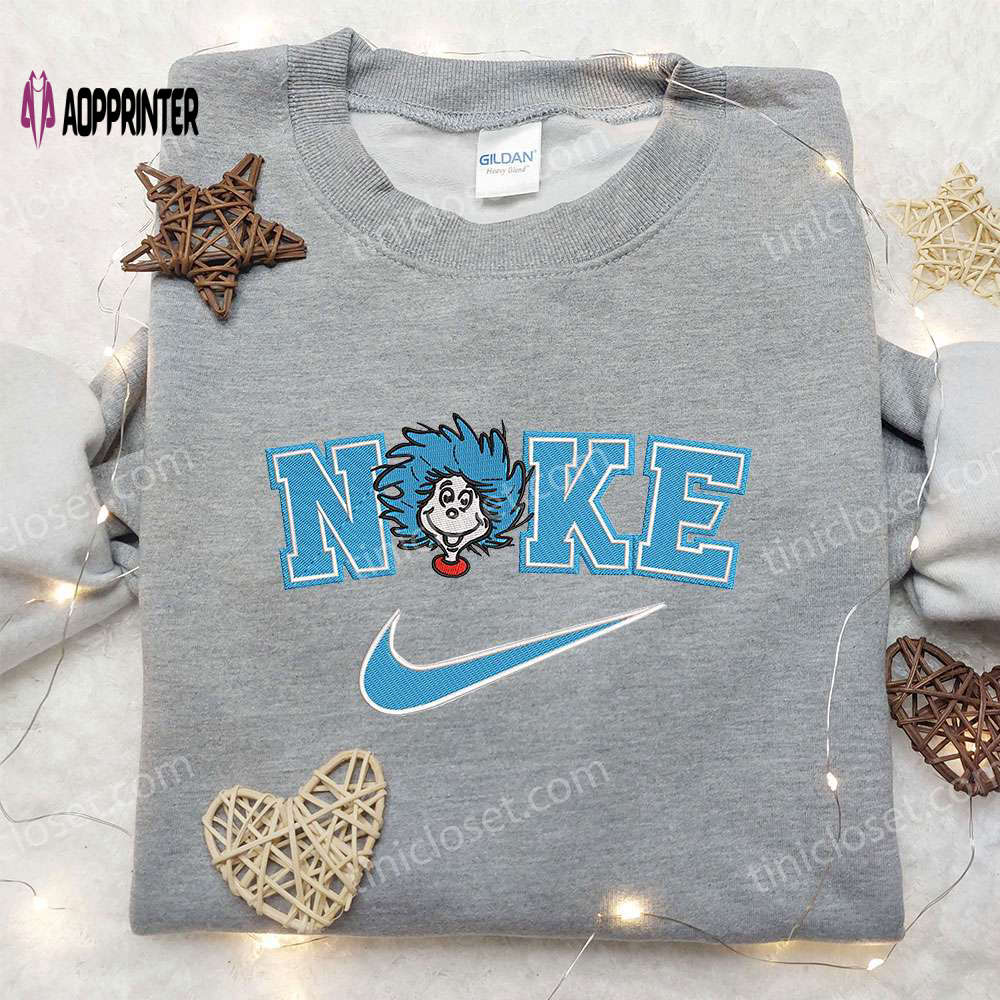 Custom Nike Embroidered Shirt – Thing One x Cat In The Hat Design Custom Nike Embroidered Shirt – Thing One x Cat In The Hat Design