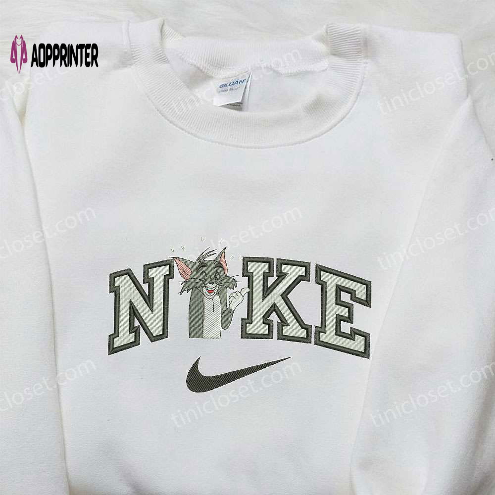 Tom Heart x Nike Swoosh Hoodie Tom and Jerry Shirt: Embroidered Nike Inspired Tops Tom Heart x Nike Swoosh Hoodie Tom and Jerry Shirt: Embroidered Nike Inspired Tops