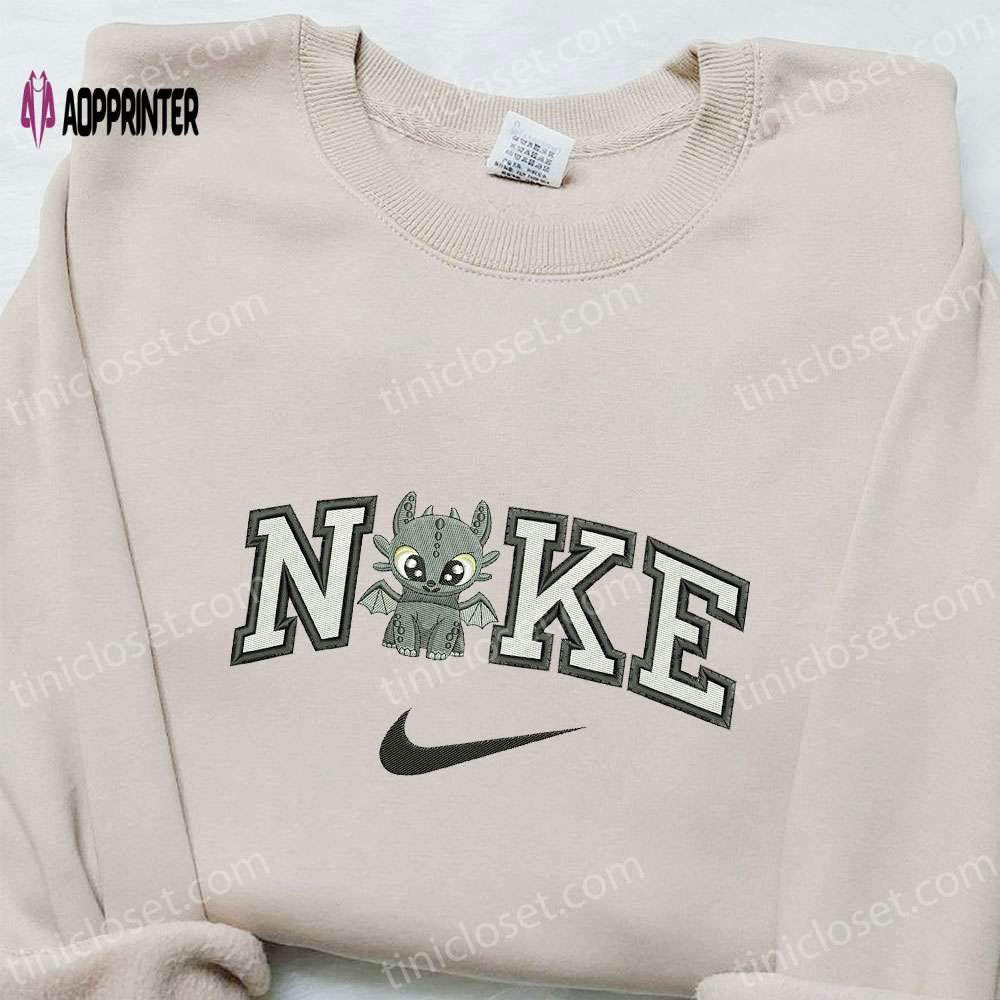 Toothless x Nike Cartoon Embroidered Sweatshirt Disney Characters Shirt Nike Inspired Tee Toothless x Nike Cartoon Embroidered Sweatshirt Disney Characters Shirt Nike Inspired Tee