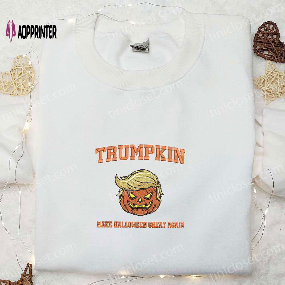 Make Halloween Great Again with Trumpkin Embroidered Shirt – Funny & Cool Halloween Attire Make Halloween Great Again with Trumpkin Embroidered Shirt – Funny & Cool Halloween Attire