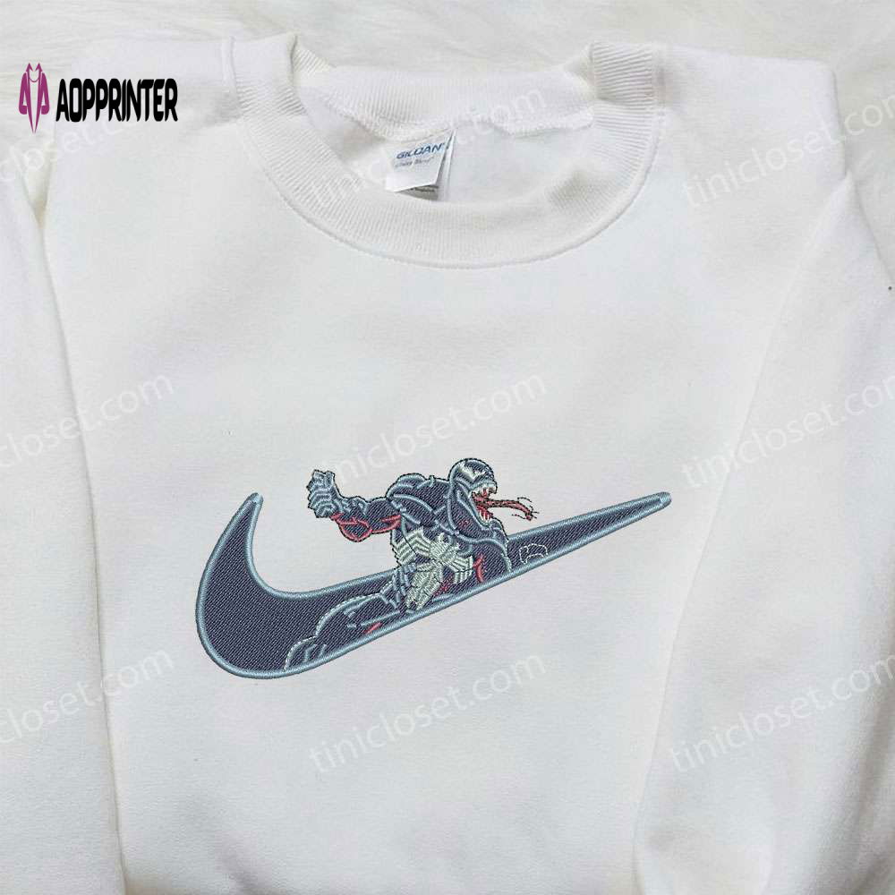 Venom x Nike Embroidered Hoodie & Movie Characters Shirt Nike Inspired Embroidery Venom x Nike Embroidered Hoodie & Movie Characters Shirt Nike Inspired Embroidery