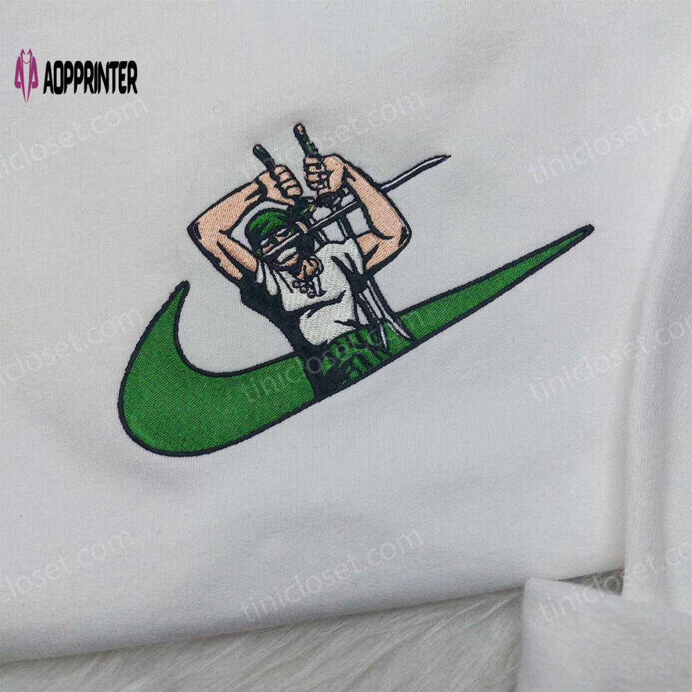 Zoro One Piece Nike Swoosh Shirt & Sweatshirt Anime Embroidered Hoodie Zoro One Piece Nike Swoosh Shirt & Sweatshirt Anime Embroidered Hoodie