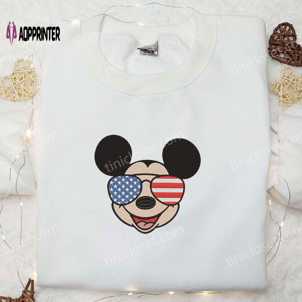 America Glasses x Mickey Embroidered Shirt: Best Patriotic Disney Shirt America Glasses x Mickey Embroidered Shirt: Best Patriotic Disney Shirt