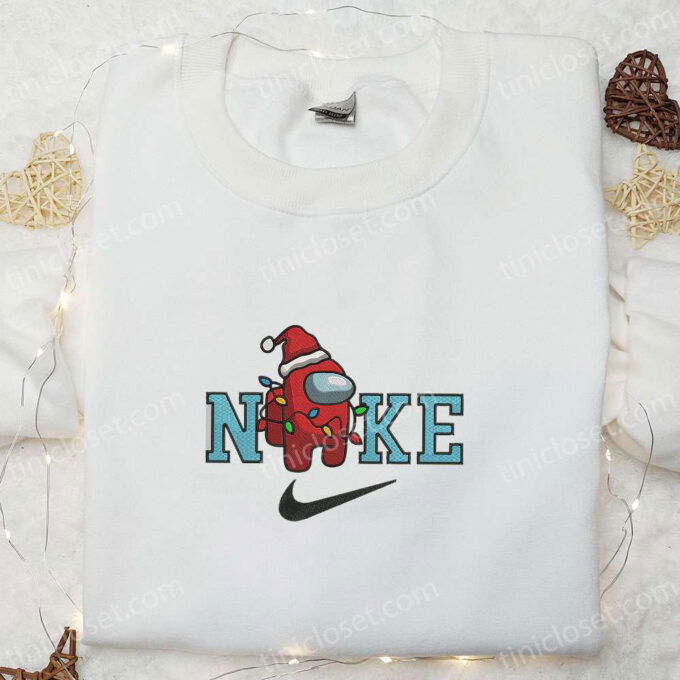 Christmas x Nike Embroidered Sweatshirt: Among Us Game Shirt Best Gift Idea
