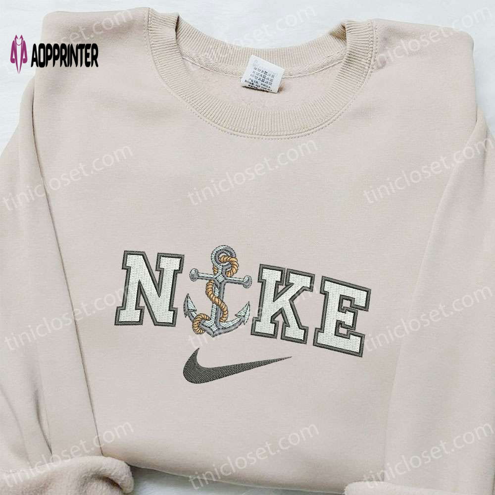 Anchor x Nike Embroidered Shirt – Best Nike Inspired Gift for Family Anchor x Nike Embroidered Shirt – Best Nike Inspired Gift for Family