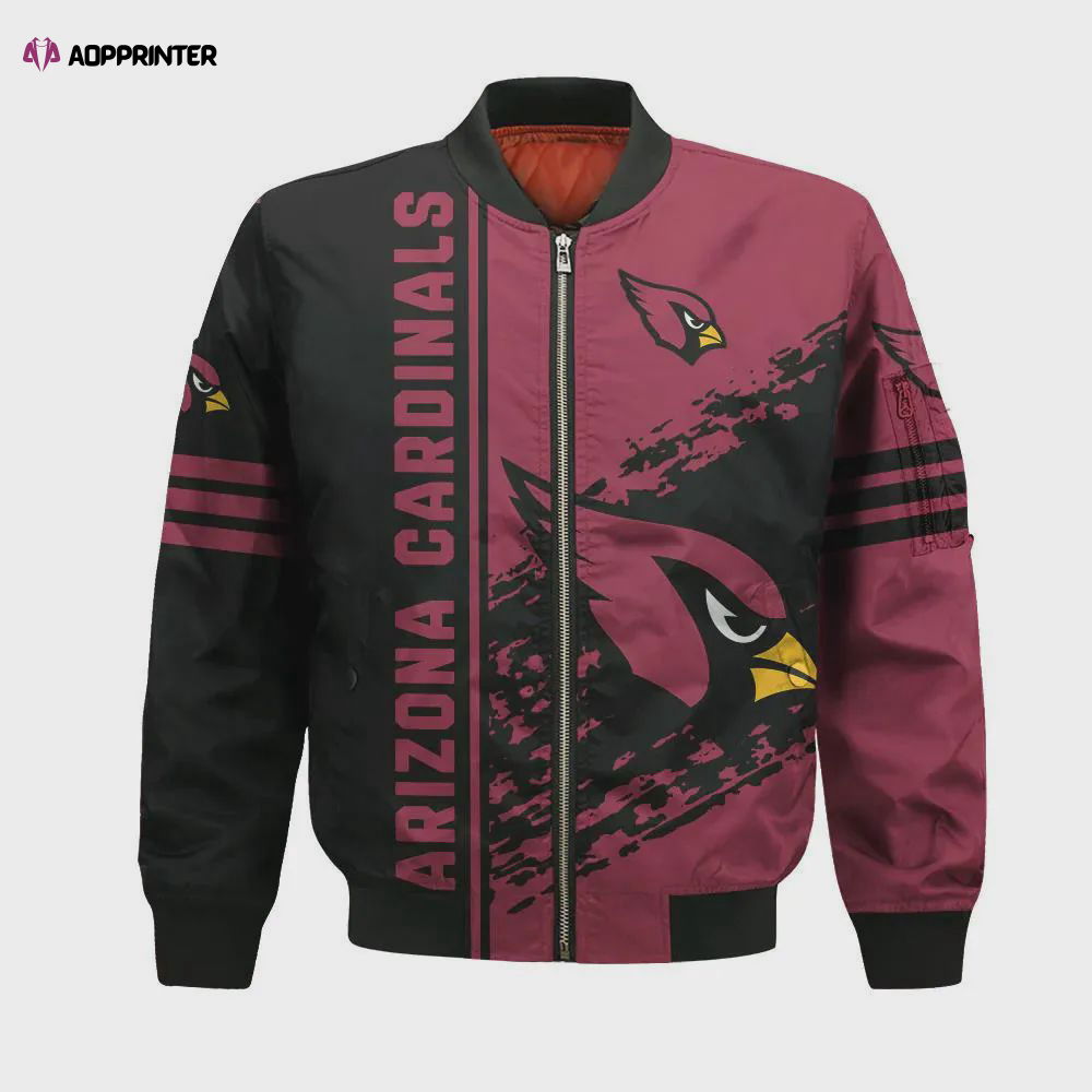 Arizona Cardinals Bomber Jacket 3D Printed Logo Pattern In Team Colours Arizona Cardinals Bomber Jacket 3D Printed Logo Pattern In Team Colours