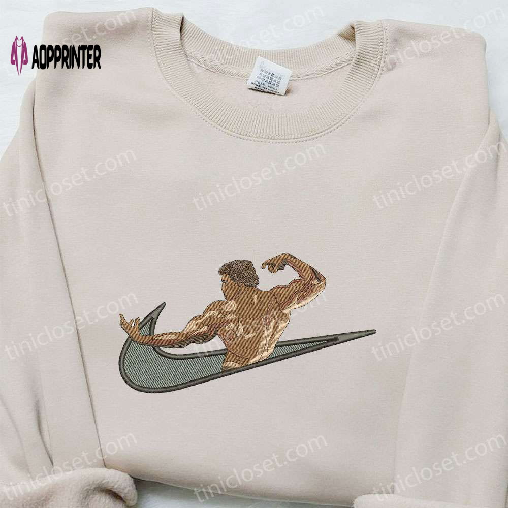 Arnold Schwarzenegger x Swoosh Embroidered Shirt: Celebrity T-shirt Perfect Family Gift! Arnold Schwarzenegger x Swoosh Embroidered Shirt: Celebrity T-shirt Perfect Family Gift!