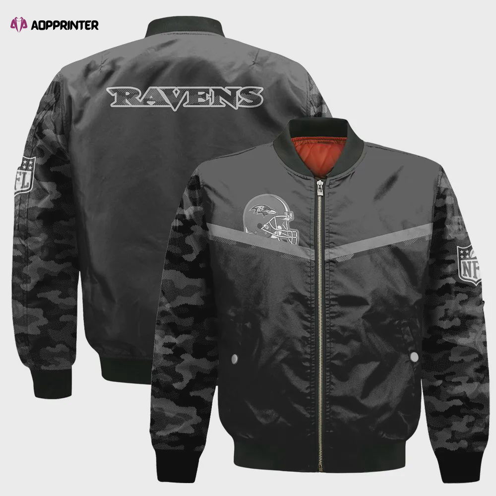 Baltimore Ravens Black RFLCTV Chevron NFL 2024 Unisex Bomber Jacket V9 Baltimore Ravens Black RFLCTV Chevron NFL 2024 Unisex Bomber Jacket V9