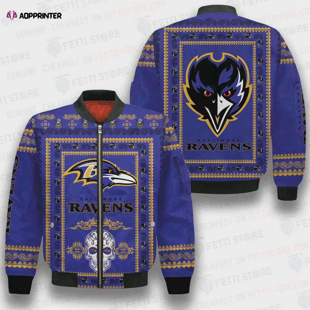 Baltimore Ravens Classic Pattern NFL 3D Bomber Jacket Baltimore Ravens Classic Pattern NFL 3D Bomber Jacket
