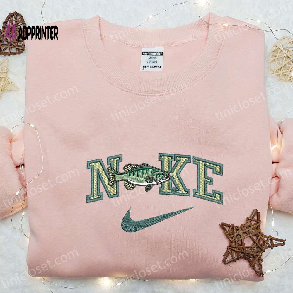 Bass Fish x Nike Embroidered Sweatshirt: Animal & Nike Inspired Shirt Bass Fish x Nike Embroidered Sweatshirt: Animal & Nike Inspired Shirt
