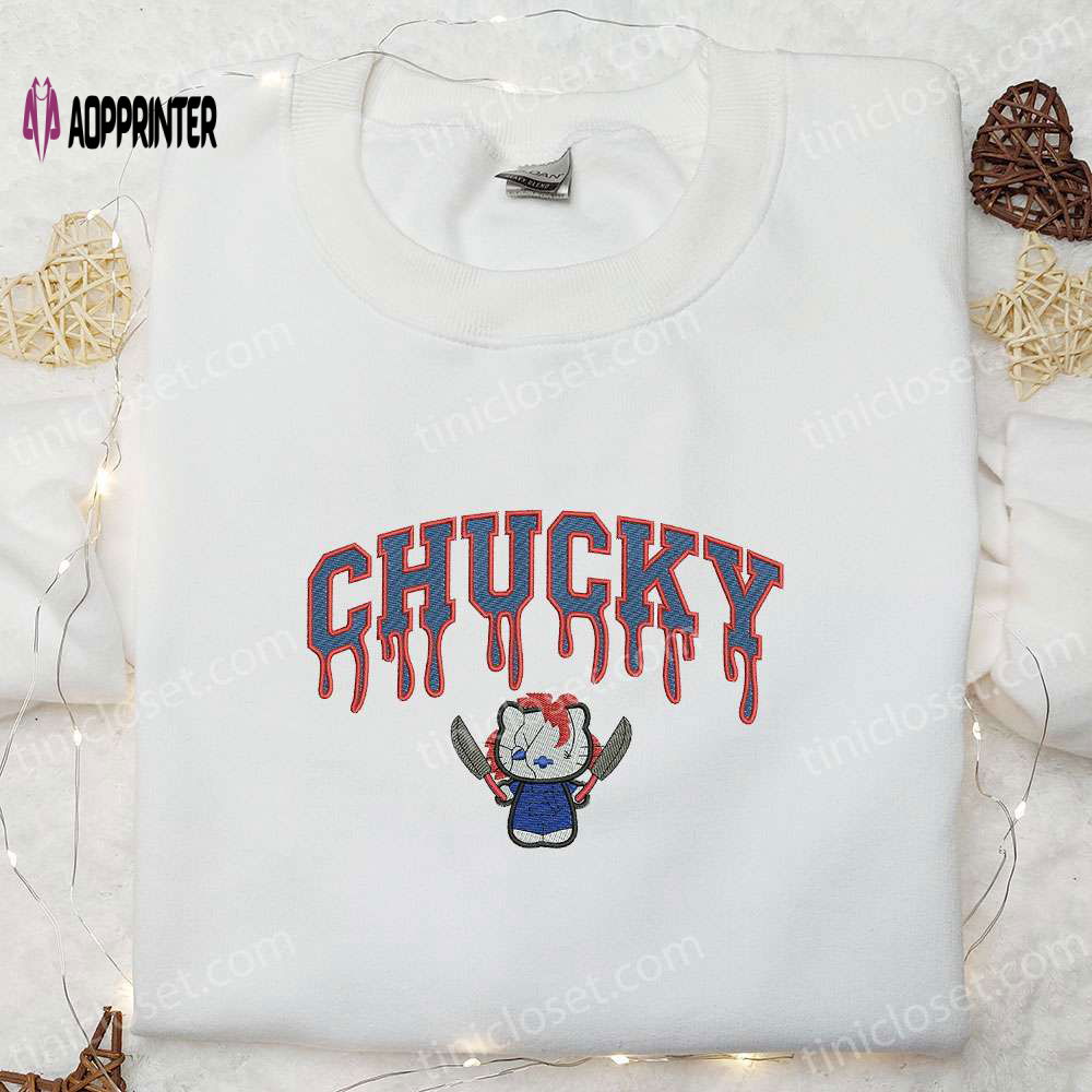 Chucky Kitty Embroidered Sweatshirt: Halloween Hoodie Perfect Family Gifts Chucky Kitty Embroidered Sweatshirt: Halloween Hoodie Perfect Family Gifts