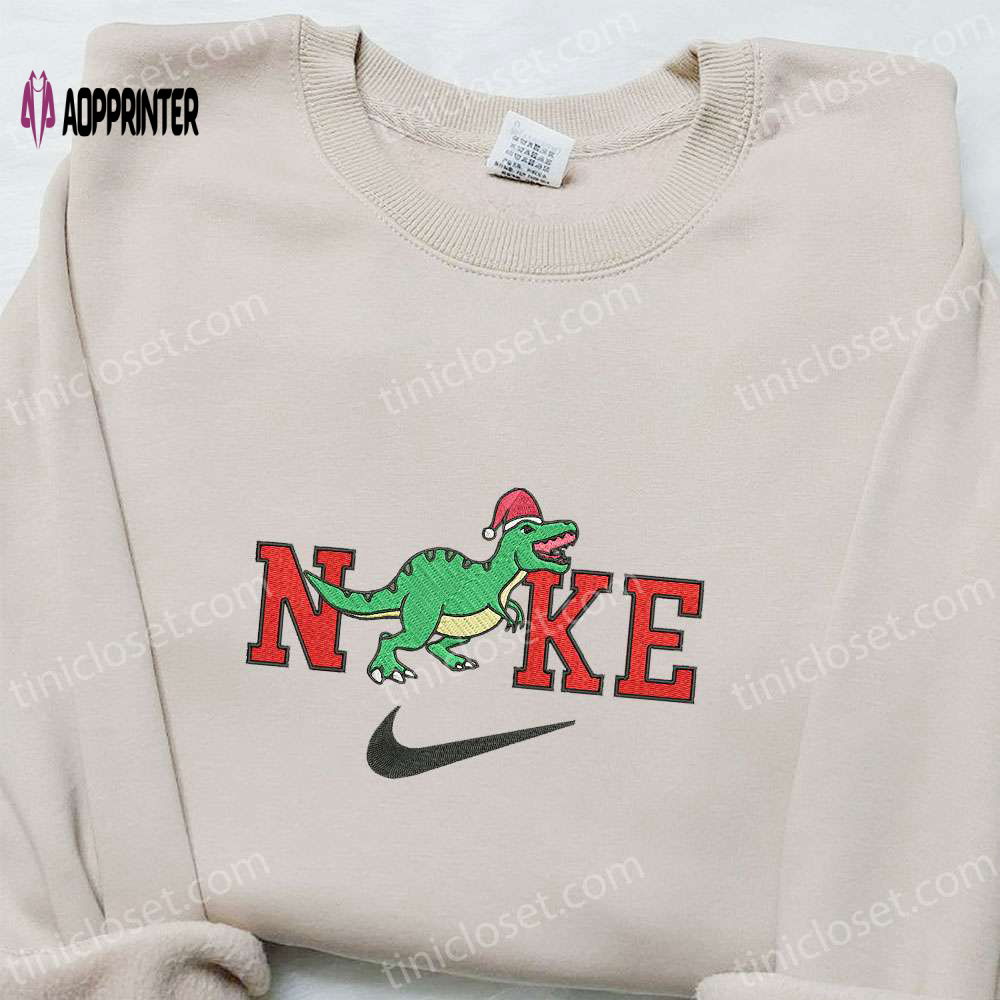 Dinosaur Roaring x Nike Embroidered Sweatshirt: Cartoon Christmas Shirt Best Gift Idea Dinosaur Roaring x Nike Embroidered Sweatshirt: Cartoon Christmas Shirt Best Gift Idea