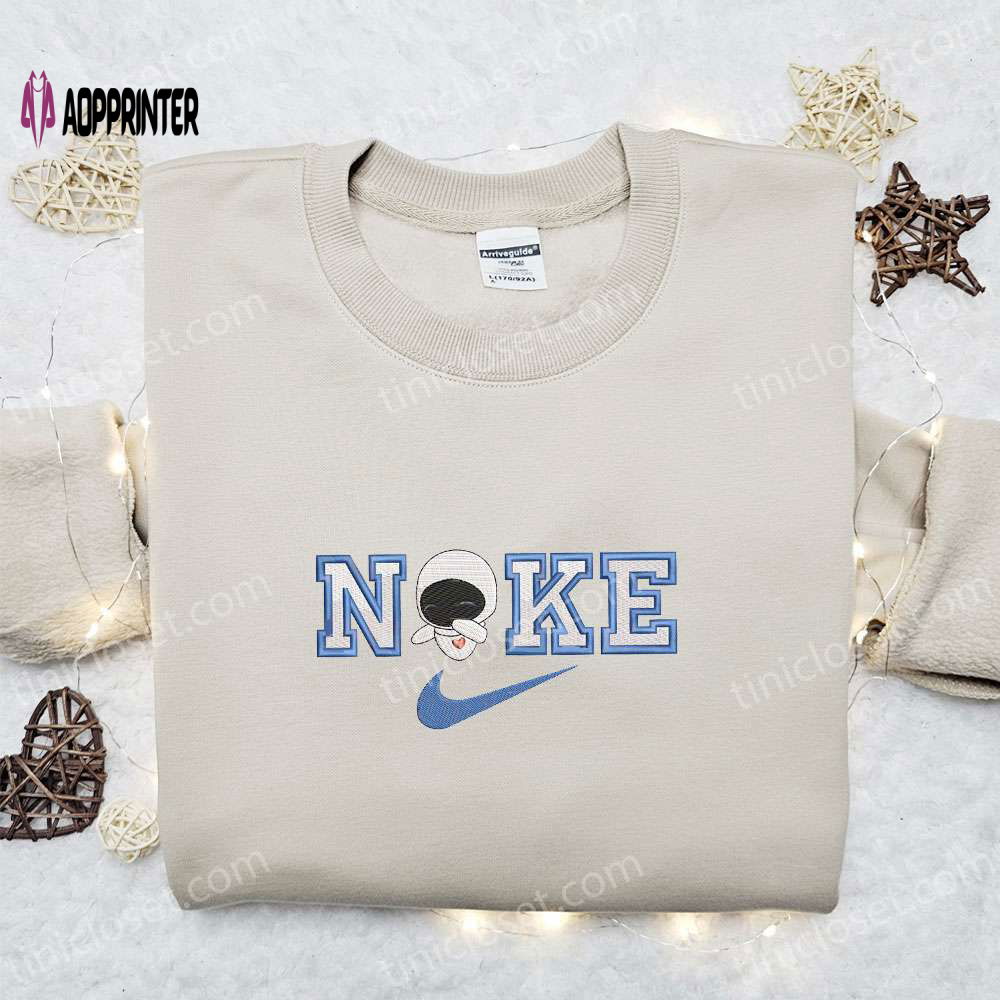 Eve x Nike Cartoon Embroidered Shirt: Unique Wall E & Nike Inspired Design Eve x Nike Cartoon Embroidered Shirt: Unique Wall E & Nike Inspired Design