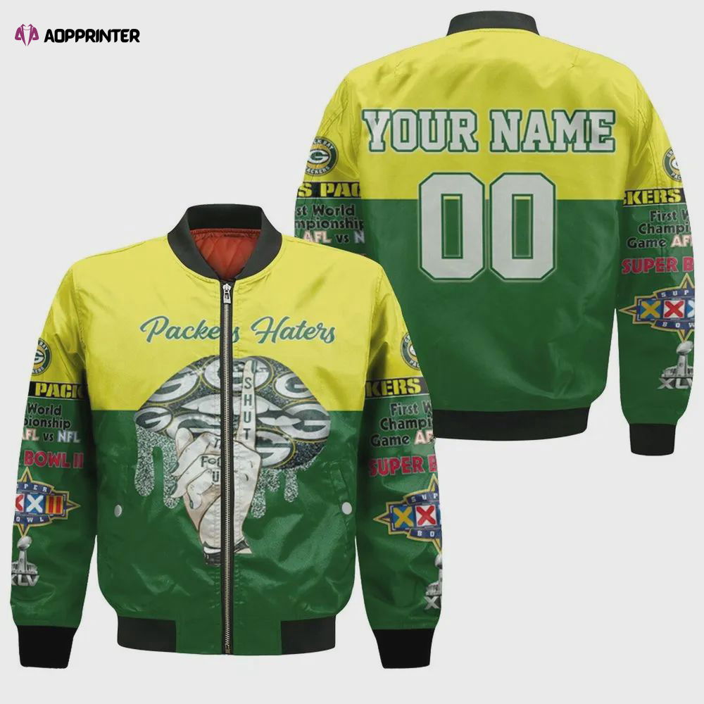 Green Bay Packers Hatter Shut Customized Pattern Bomber Jacket Green Bay Packers Hatter Shut Customized Pattern Bomber Jacket