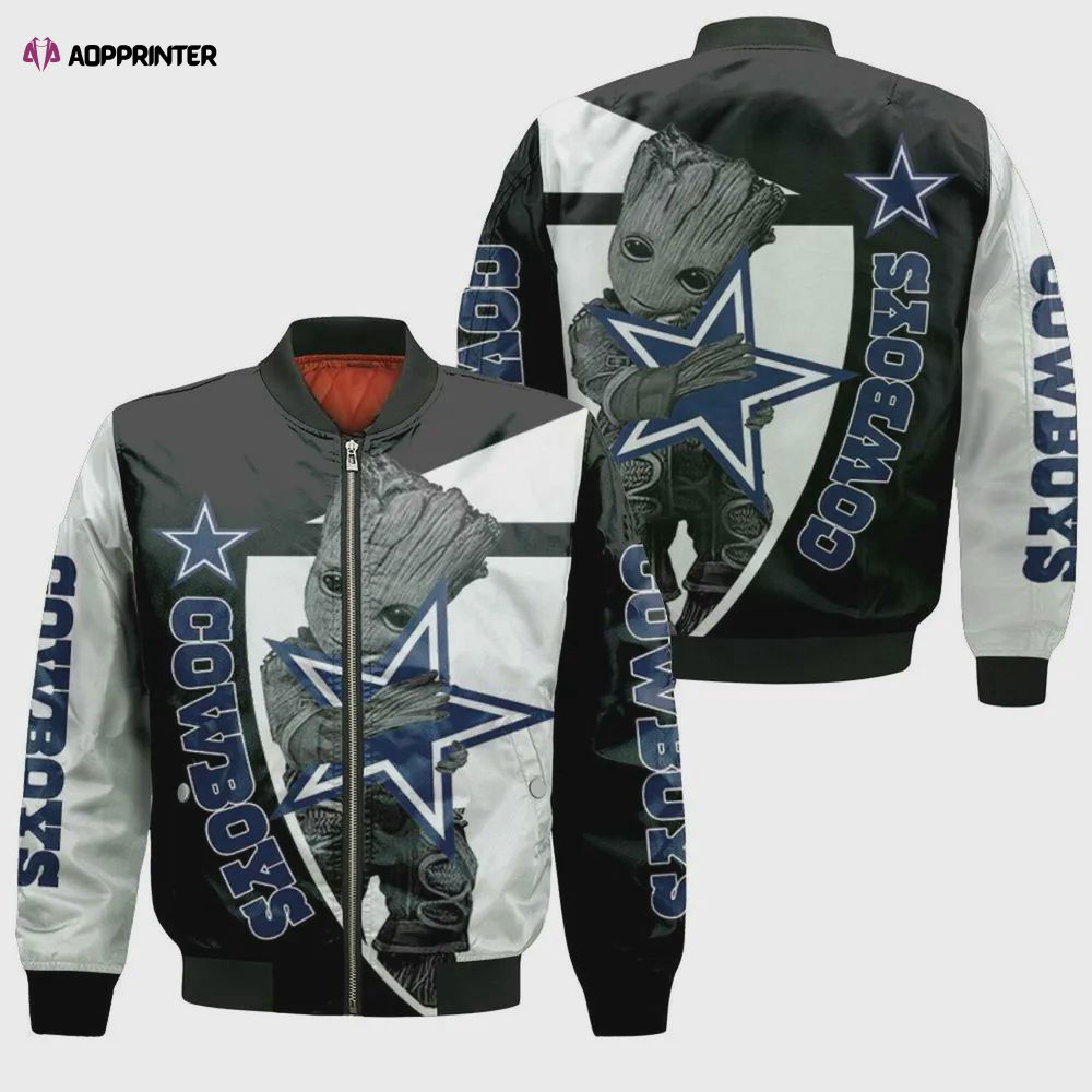 Groot Hug Dallas Cowboys Pattern Bomber Jacket Groot Hug Dallas Cowboys Pattern Bomber Jacket