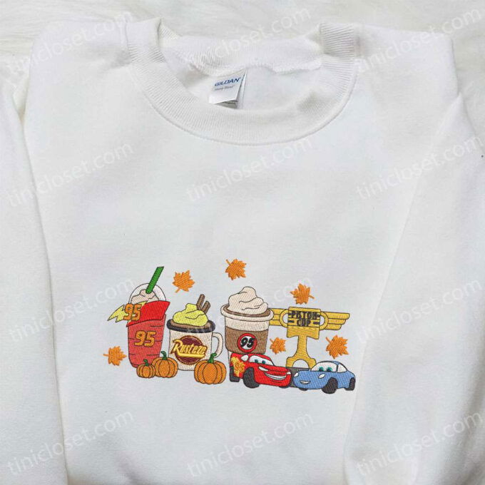 Halloween Fall Coffee Disney Pixar Cars Embroidered Sweatshirt: Cute Hoodie Best Gift for Family
