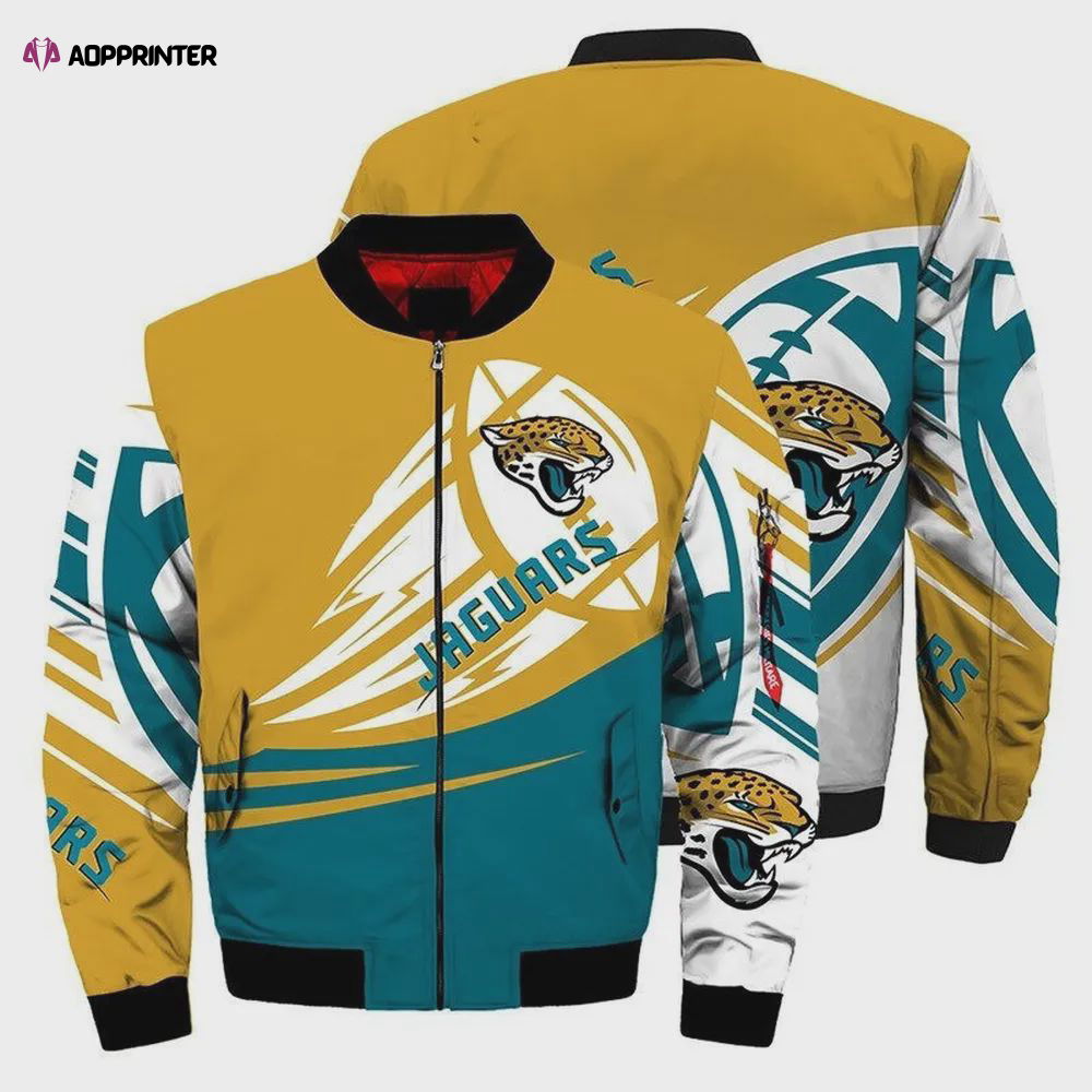 Jacksonville Jaguars Ultra- Ball Pattern Bomber Jacket – Yellow Teal Jacksonville Jaguars Ultra- Ball Pattern Bomber Jacket – Yellow Teal