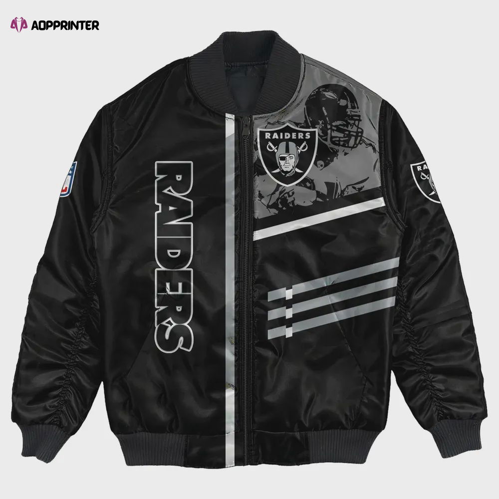Las Vegas Raiders Bomber Jacket 3D Printed Personalized Football For Fan Las Vegas Raiders Bomber Jacket 3D Printed Personalized Football For Fan