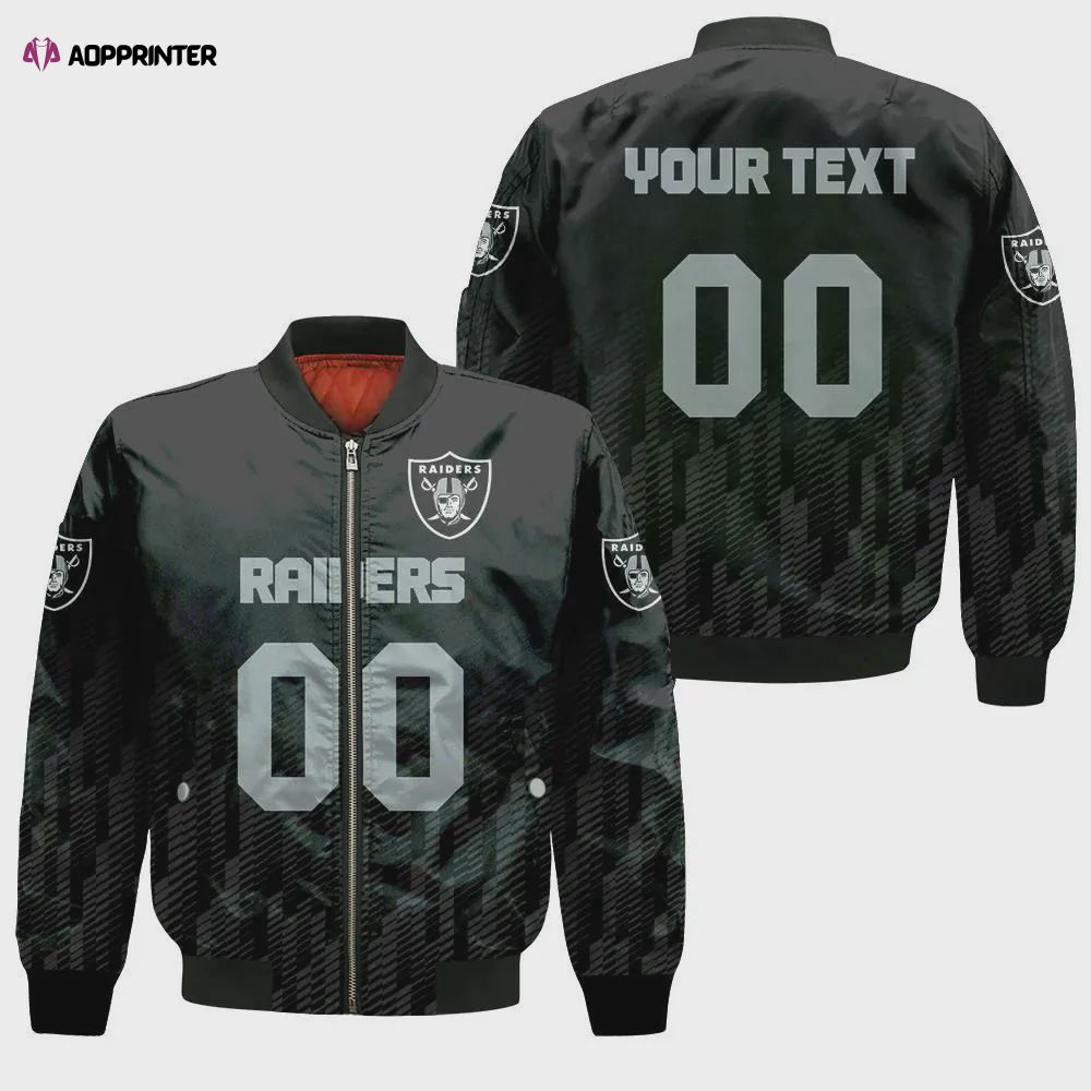Las Vegas Raiders Bomber Jacket 3D Printed Team Logo Custom Text And Number Las Vegas Raiders Bomber Jacket 3D Printed Team Logo Custom Text And Number