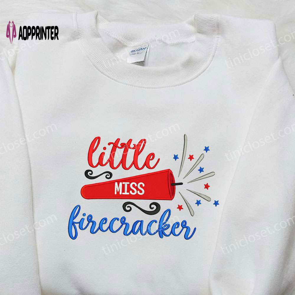 Little Miss Firecracker Embroidered Shirt: Best Patriotic Shirts for National Day Gifts Little Miss Firecracker Embroidered Shirt: Best Patriotic Shirts for National Day Gifts
