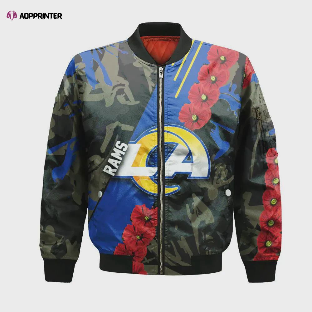 Los Angeles Rams Bomber Jacket 3D Printed Sport Style Keep Go on Los Angeles Rams Bomber Jacket 3D Printed Sport Style Keep Go on