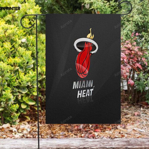 Miami Heat Metal Black1 Double Sided Printing Garden Flag – House Flag Home Decor Gift – House Flag Home Decor Gift
