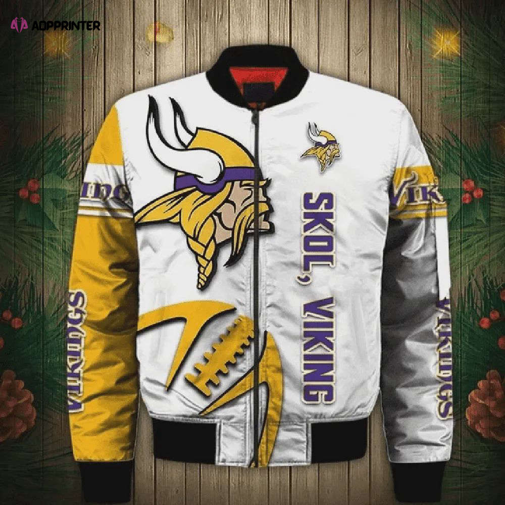 Minnesota Vikings Skol Zigzag Casual Pattern Bomber Jacket Minnesota Vikings Skol Zigzag Casual Pattern Bomber Jacket