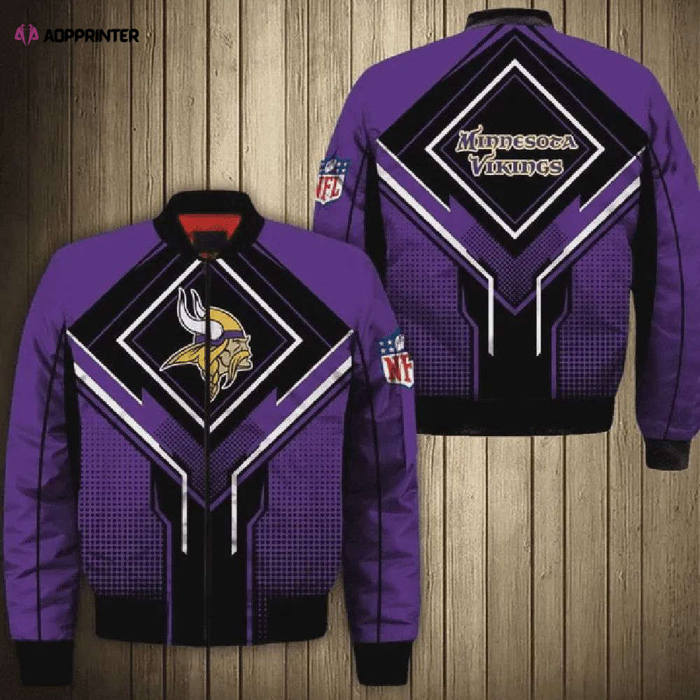 Minnesota Vikings Square Lattice Pattern Bomber Jacket Minnesota Vikings Square Lattice Pattern Bomber Jacket