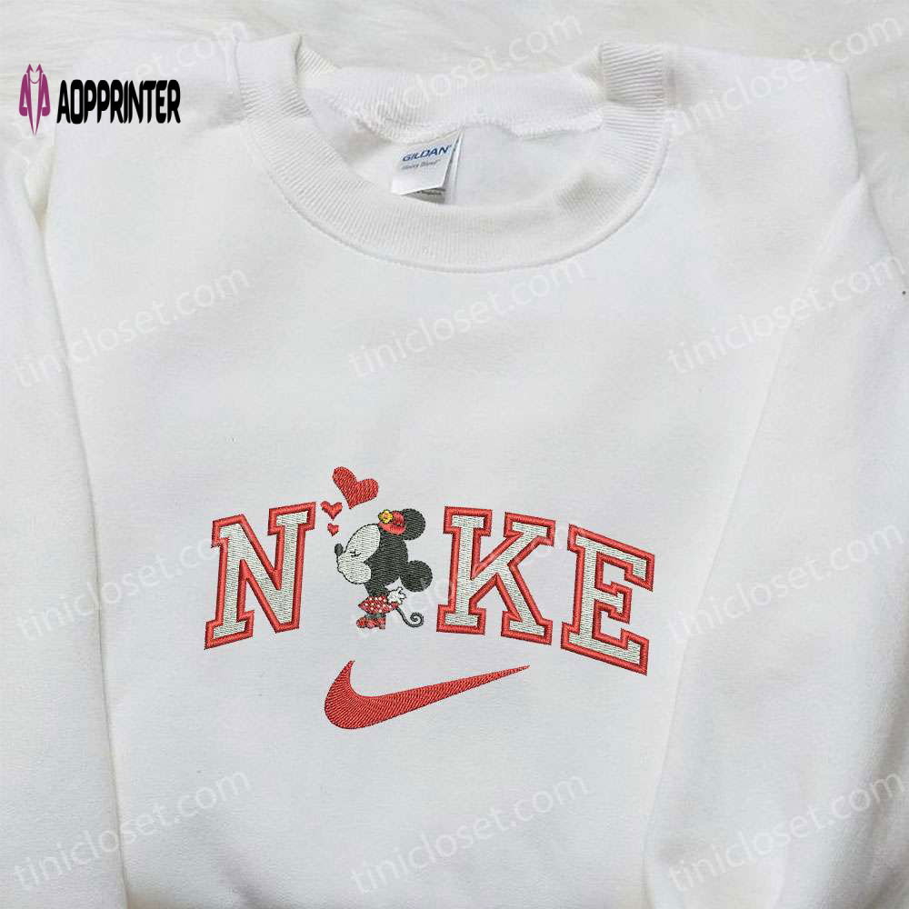 Minnie Mouse Heart x Nike Cartoon Embroidered Sweatshirt: Disney Characters & Nike Inspired Shirt Minnie Mouse Heart x Nike Cartoon Embroidered Sweatshirt: Disney Characters & Nike Inspired Shirt