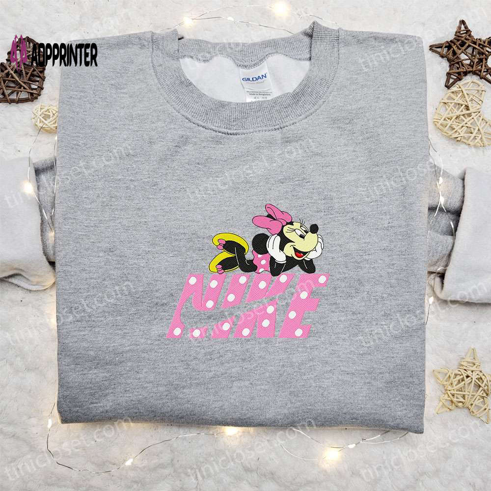 Minnie Mouse x Nike Cartoon Embroidered Shirt Custom Nike Tee Perfect Family Gift Minnie Mouse x Nike Cartoon Embroidered Shirt Custom Nike Tee Perfect Family Gift
