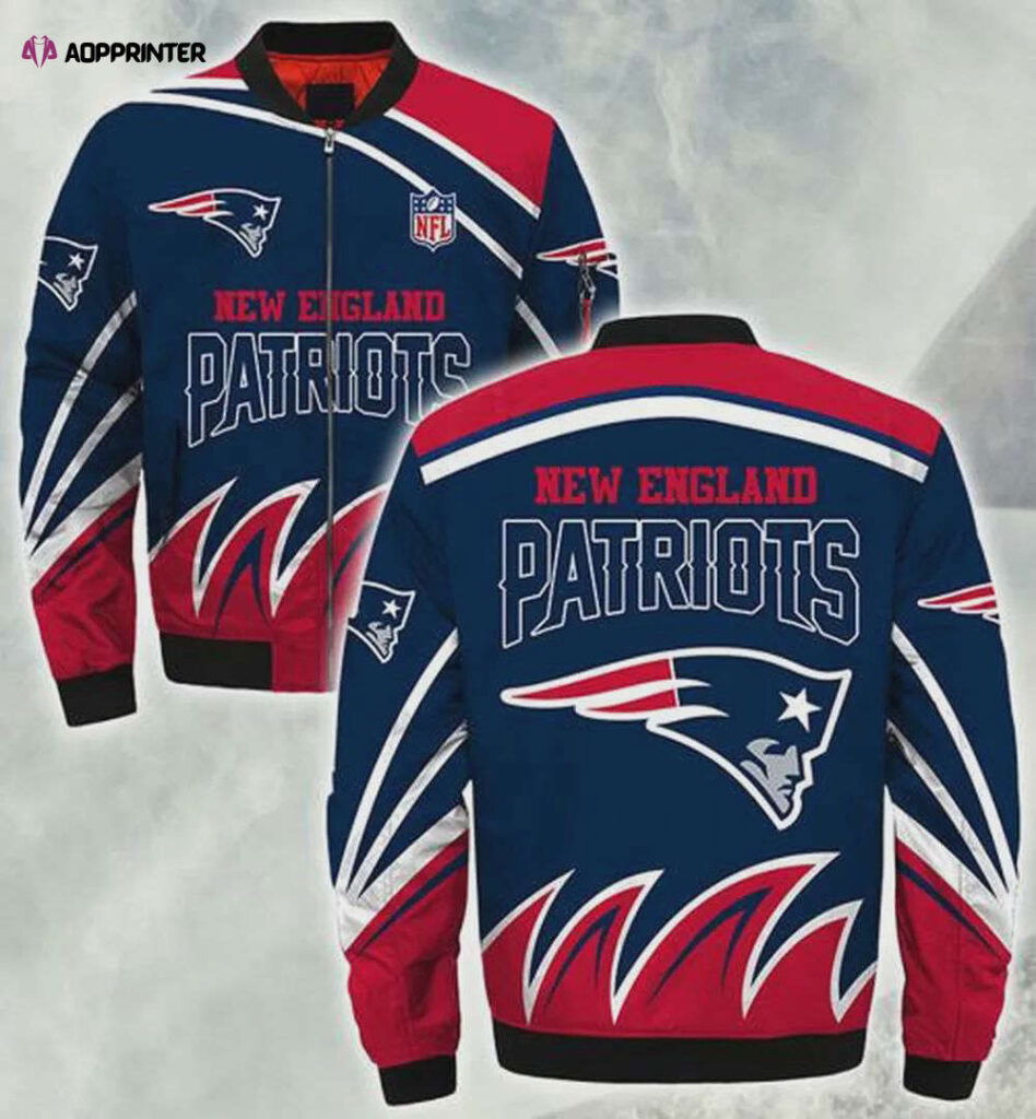 New England Patriots Grass Pattern Bomber Jacket – Red Navy Blue New England Patriots Grass Pattern Bomber Jacket – Red Navy Blue