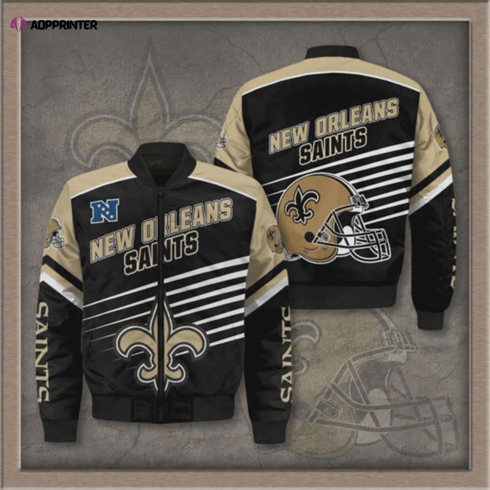 New Orleans Saints Logo Pattern Bomber Jacket New Orleans Saints Logo Pattern Bomber Jacket