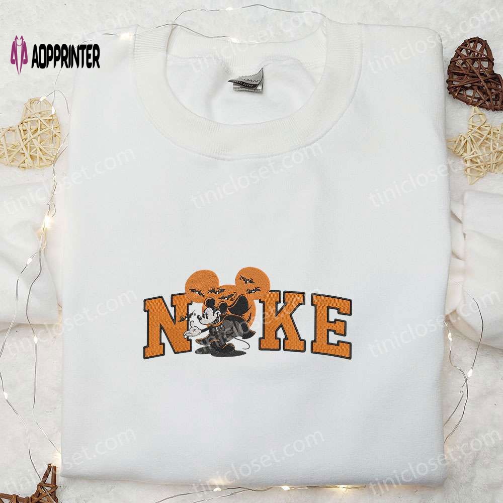 Spooky Nike x Disney Halloween Embroidered Shirt – Custom Gift for Family Spooky Nike x Disney Halloween Embroidered Shirt – Custom Gift for Family