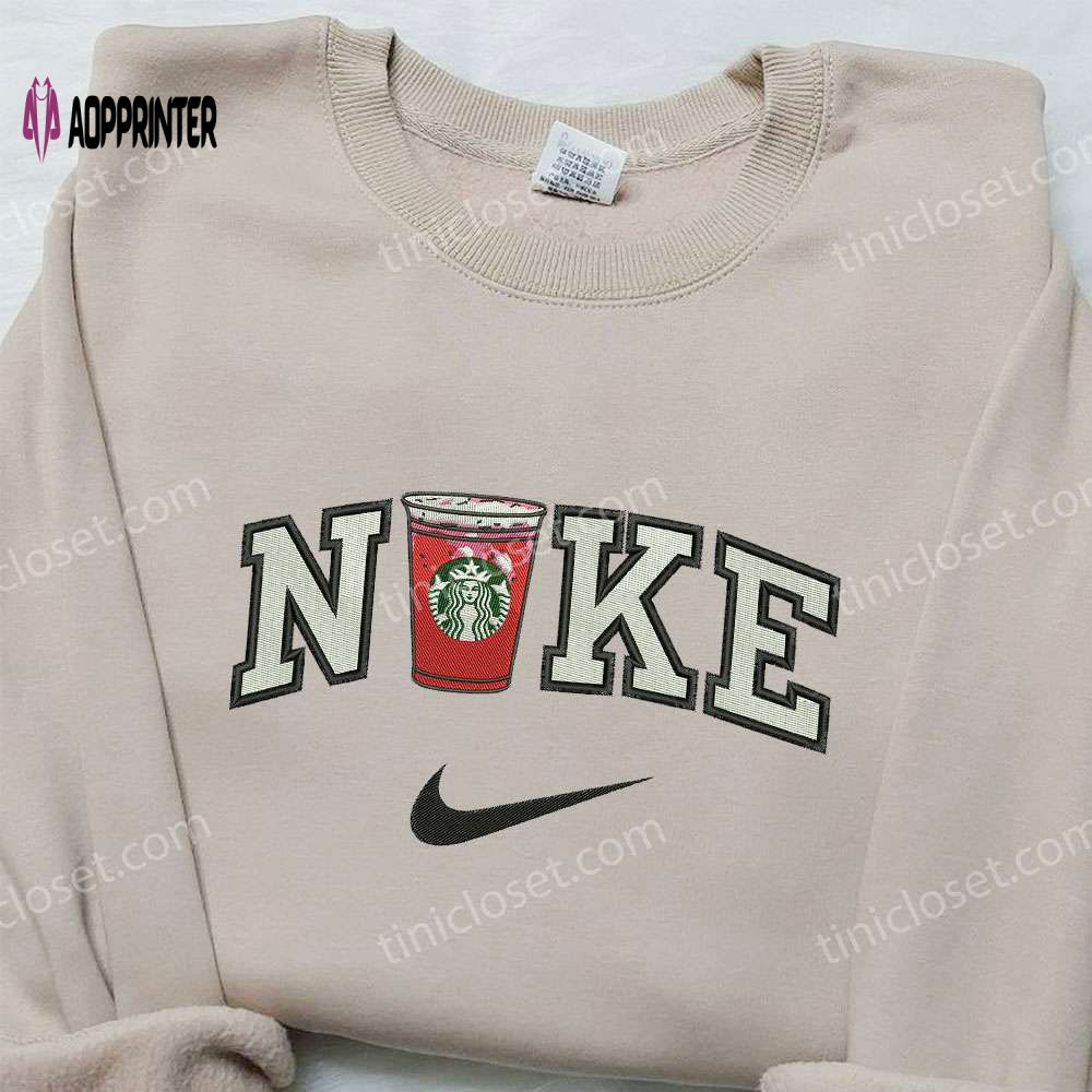 Nike x Starbucks Embroidered Sweatshirt: Favorite Drink Shirt with Nike-Inspired Design Nike x Starbucks Embroidered Sweatshirt: Favorite Drink Shirt with Nike-Inspired Design