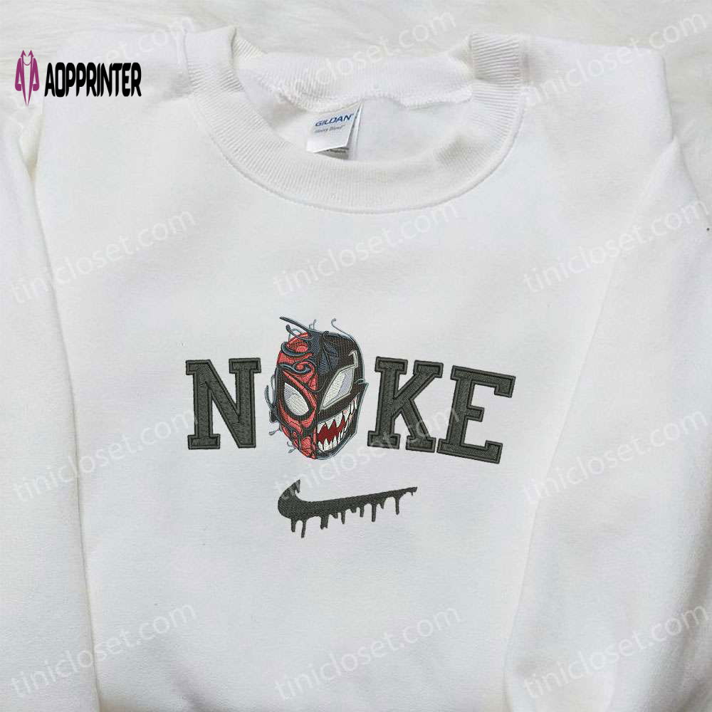 Nike x Venom Embroidered Shirt & Spooky Halloween Sweatshirt – Unique Nike Inspired Embroidered Hoodie Nike x Venom Embroidered Shirt & Spooky Halloween Sweatshirt – Unique Nike Inspired Embroidered Hoodie