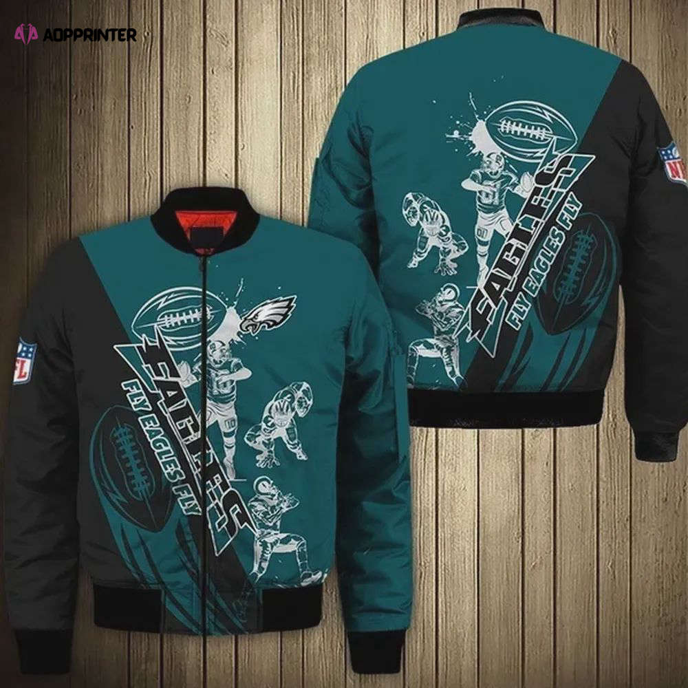 Philadelphia Eagles Logo Pattern Bomber Jacket – Teal Color Philadelphia Eagles Logo Pattern Bomber Jacket – Teal Color