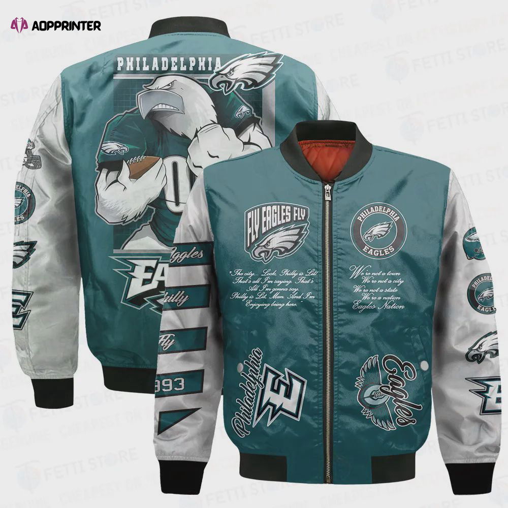 Philadelphia Eagles Off – White Style Pattern AOP Bomber Jacket STM Philadelphia Eagles Off – White Style Pattern AOP Bomber Jacket STM