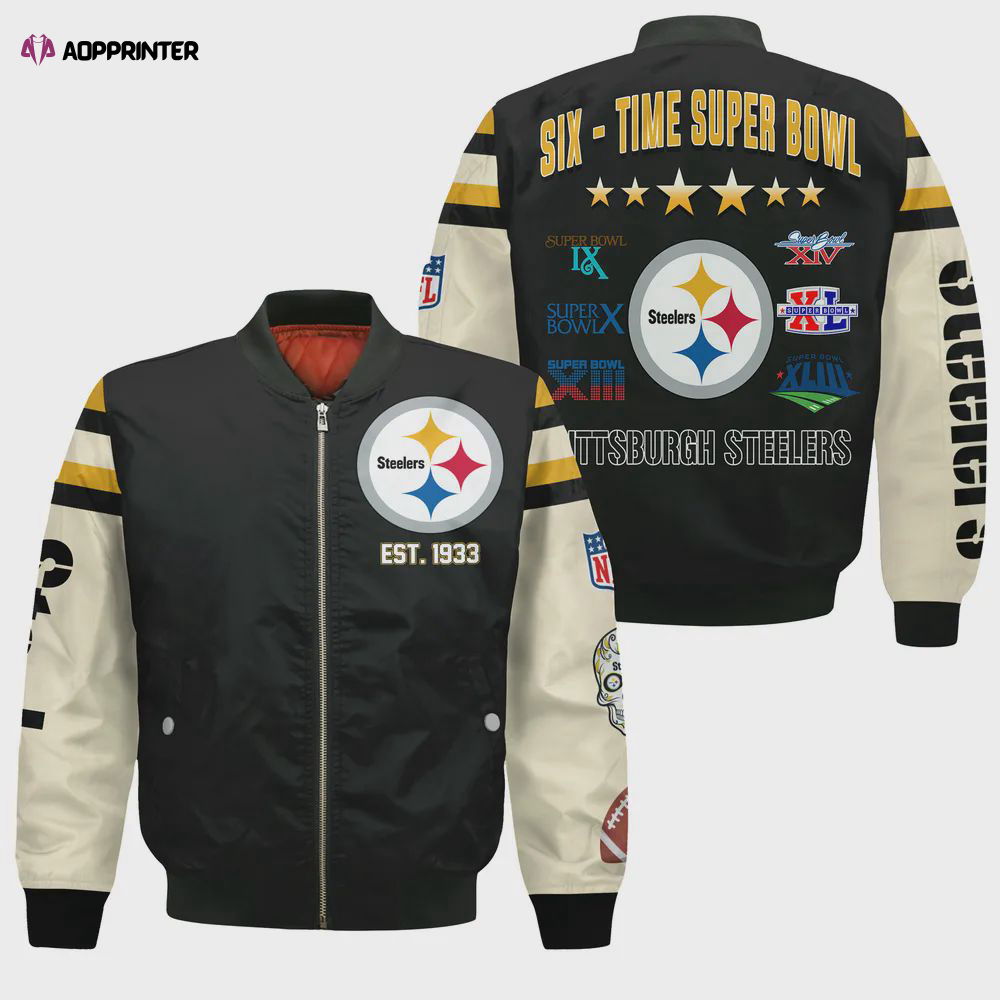 Pittsburgh Steelers 6X Champions Design Bomber Jacket SFAT V3 Pittsburgh Steelers 6X Champions Design Bomber Jacket SFAT V3