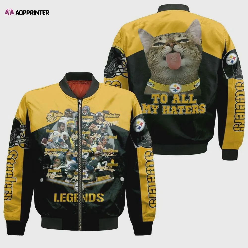Pittsburgh Steelers Legends Team Great Player With Cat Pattern Bomber Jacket Pittsburgh Steelers Legends Team Great Player With Cat Pattern Bomber Jacket
