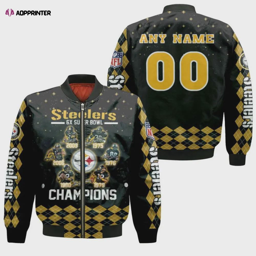 Pittsburgh Steelers With Custom Name Number Bomber Jacket – Black And Yellow Pittsburgh Steelers With Custom Name Number Bomber Jacket – Black And Yellow