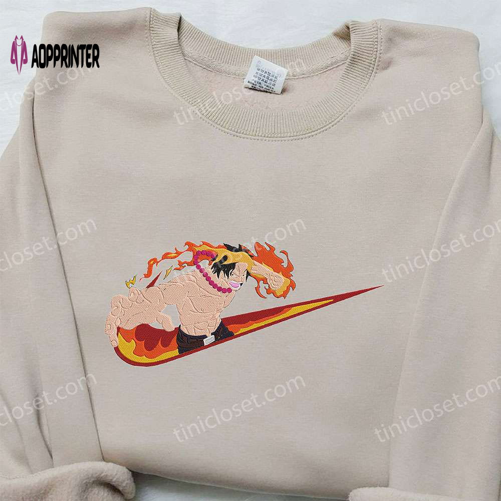 Portgas D Ace x Nike Embroidered Hoodie & One Piece Nike Inspired Shirt – Unique Apparel Collection Portgas D Ace x Nike Embroidered Hoodie & One Piece Nike Inspired Shirt – Unique Apparel Collection