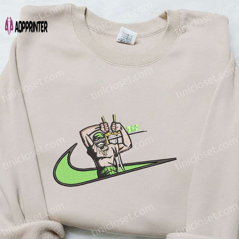 Roronoa Zoro x Swoosh Embroidered Sweatshirt – Best One Piece Gift for Family Roronoa Zoro x Swoosh Embroidered Sweatshirt – Best One Piece Gift for Family