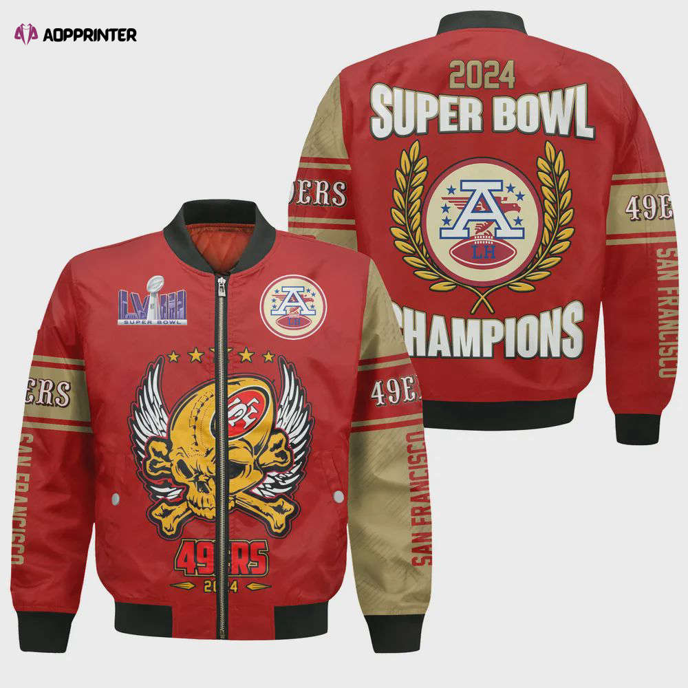 San Francisco 49ers 2024 Super Bowl Champions Design Bomber Jacket SFAT V21 San Francisco 49ers 2024 Super Bowl Champions Design Bomber Jacket SFAT V21